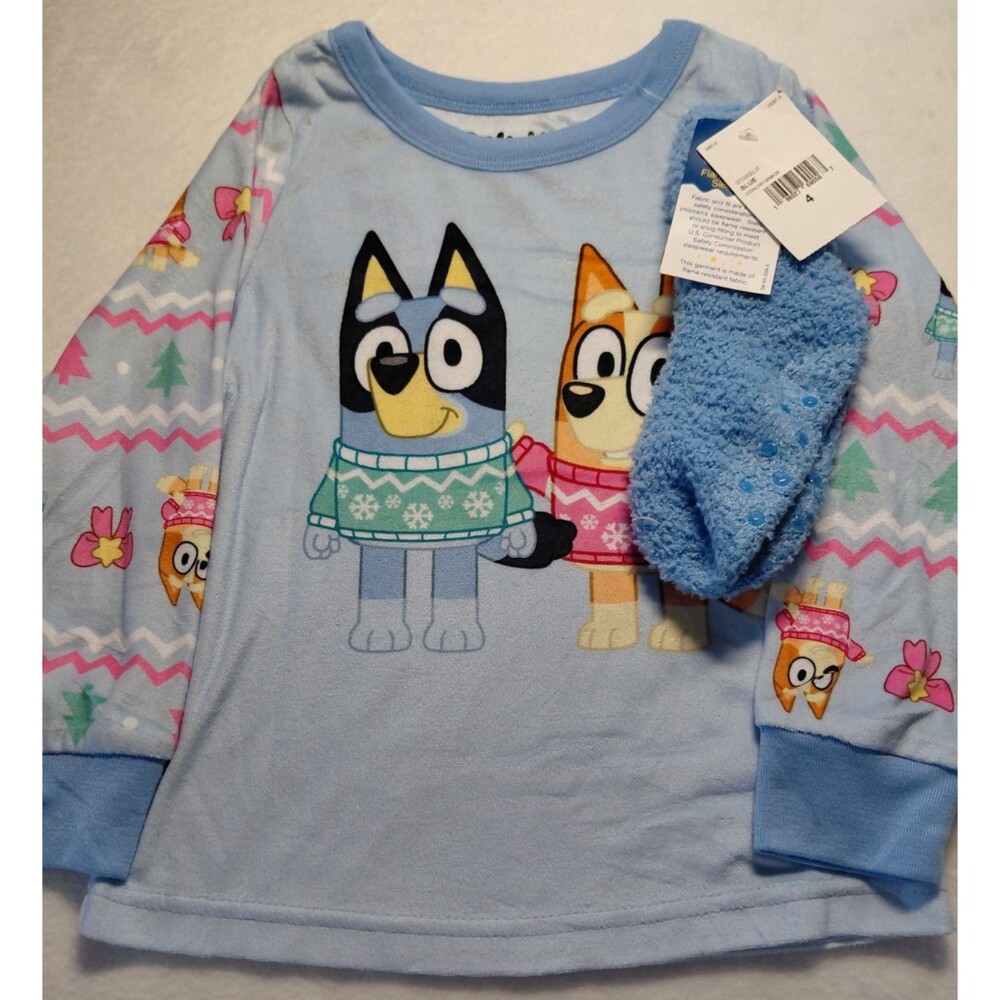 Bluey & Bingo Winter Fleece 3 Pc. Pajama Set with Socks
